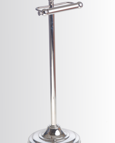Freestanding toilet roll holder with barrel