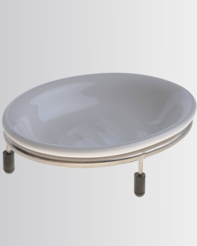 Oval freestanding soap dish with ceramic insert