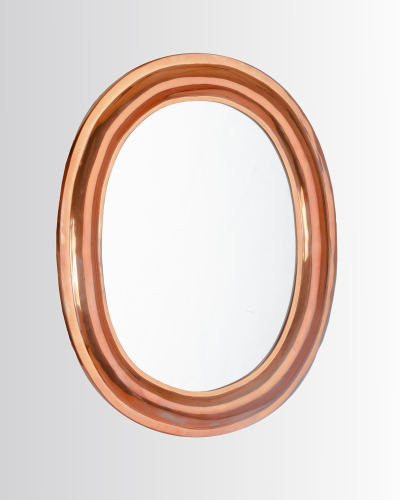 Oval mirror with copper frame